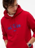 Red Logo Embroidery Fleece Hoody  Men