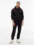 Black Varsity Logo Contrast Stripe Hoody  Men