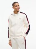Beige Contrast Stripe Pique Zip-Thru Sweatshirt  Men