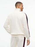 Beige Contrast Stripe Pique Zip-Thru Sweatshirt  Men