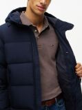 Blue Logo Patch Down Hooded Puffer Jacket  Men