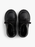 Black Knit Cuff Cleat Ankle Boots  Girls