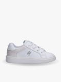 White Shimmering Lace Up Low Cut Sneakers  Girls