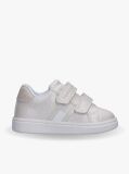 White Low Cut Flag Velcro Sneakers  Girls
