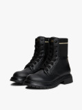Black Rib-Knit Cleat Lace-Up Ankle Boots  Girls