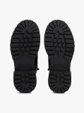 Black Rib-Knit Cleat Lace-Up Ankle Boots  Girls