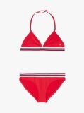 Red Global Stripe Triangle Bikini Set  Girls