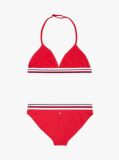 Red Global Stripe Triangle Bikini Set  Girls