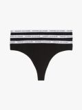 Black 3-Pack Logo Waistband Thongs  Women