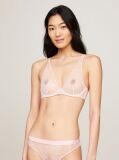 Pink Floral Lace Unlined Plunge Bra  Women