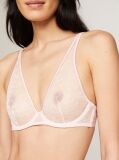 Pink Floral Lace Unlined Plunge Bra  Women