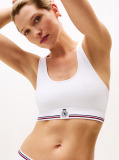 White TH Crest Racerback Ribbed Bralette  Women