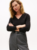 Black Jersey V-Neck Jumper  Women
