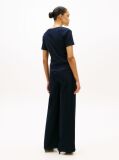 Blue Ribbed V-Neck Slim Fit T-Shirt  Women