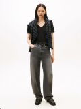 Black Ribbed V-Neck Slim Fit T-Shirt  Women