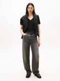 Black Ribbed V-Neck Slim Fit T-Shirt  Women