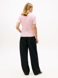 Pink Ribbed V-Neck Slim Fit T-Shirt  Women