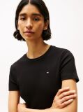Black Flag Embroidery Ribbed Slim T-Shirt  Women