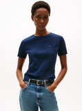 Blue Flag Embroidery Ribbed Slim T-Shirt  Women