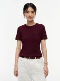 Red Flag Embroidery Ribbed Slim T-Shirt  Women