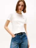 White Flag Embroidery Ribbed Slim T-Shirt  Women