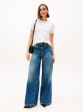 White Flag Embroidery Ribbed Slim T-Shirt  Women