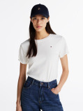 White Flag Embroidery Ribbed Slim T-Shirt  Women
