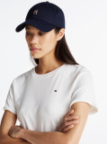 White Flag Embroidery Ribbed Slim T-Shirt  Women