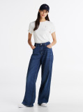 White Flag Embroidery Ribbed Slim T-Shirt  Women