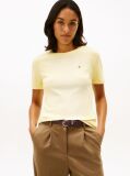 Yellow Flag Embroidery Ribbed Slim T-Shirt  Women