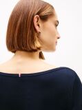 Blue Boat Neck Slim Fit T-Shirt  Women