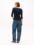 Blue Boat Neck Slim Fit T-Shirt  Women