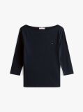 Blue Boat Neck Slim Fit T-Shirt  Women