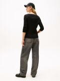 Black Boat Neck Slim Fit T-Shirt  Women