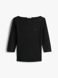 Black Boat Neck Slim Fit T-Shirt  Women