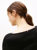 Black Boat Neck Slim Fit T-Shirt  Women