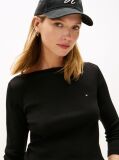Black Boat Neck Slim Fit T-Shirt  Women