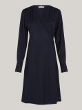 Blue Fit And Flare Wrap Dress  Women