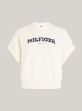White Hilfiger Monotype Batwing Flock Sweatshirt  Women