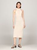 Beige Crochet Halterneck Midi Dress  Women