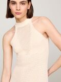 Beige Crochet Halterneck Midi Dress  Women