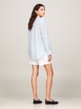 Blue Grandad Collar Oversized Voile Shirt  Women