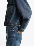 Blue Contrast Collar Relaxed Denim Trucker Jacket  Women