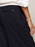 Blue Crossover Waistband Pleated Wide Leg Trousers  Women