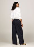 Blue Crossover Waistband Pleated Wide Leg Trousers  Women