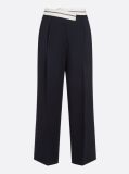 Blue Crossover Waistband Pleated Wide Leg Trousers  Women