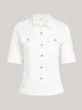White Utility Regular Fit Short Sleeve Shirt  Women