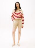 Beige Garment Dyed Turn-Up Mom Chino Shorts  Women