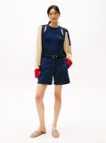 Blue Garment Dyed Turn-Up Mom Chino Shorts  Women