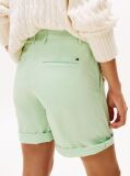 Green Garment Dyed Turn-Up Mom Chino Shorts  Women